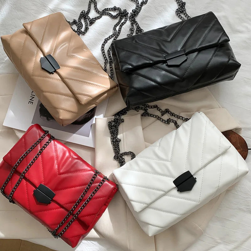 Bolsos Cruzados Con Cadena Para Mujer, Bolso De Hombro Simple, Bolsos De Diseñador, Bolsos De Mensajero De Cuero PU, Moda Informal, Nuevo