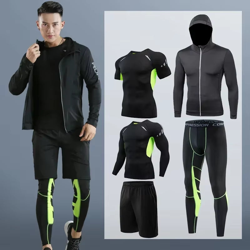 Conjunto Deportivo Para Hombre, Ropa Deportiva Para Correr, Entrenamiento, Fitness, Leggings De Compresión, Pantalones Deportivos Ajustados, Lycra